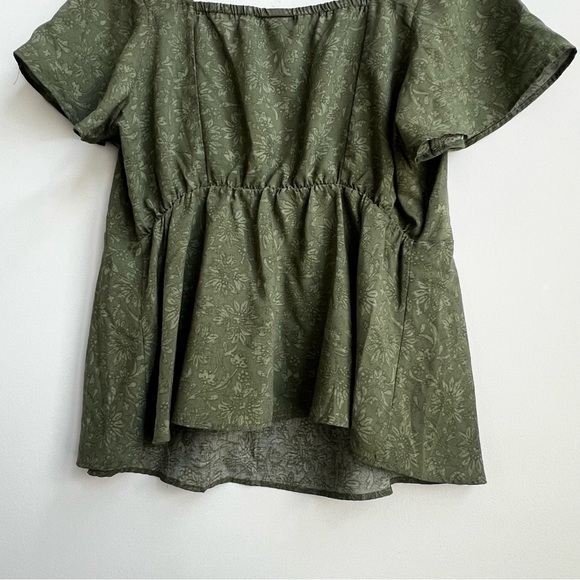 TORRID Peplum Challis Floral Olive Sweetheart Top Forest Fairy Whimsical 12 L - Picture 12 of 12